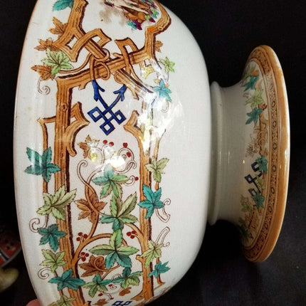 Furnival Staffordshire Transferware Punch Bowl Polychrome Lustre Decoration c.18 - Estate Fresh Austin