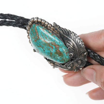 Garrison Boyd Navajo High Grade turquoise silver bolo tie - Estate Fresh Austin
