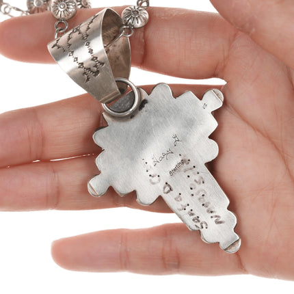 Gary G Navajo Sterling cross pendant/necklace with Santo Domingo inlay - Estate Fresh Austin