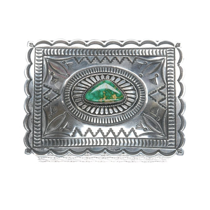 Gary Reeves (1962-2014) Navajo Carico Lake turquoise silver box - Estate Fresh Austin