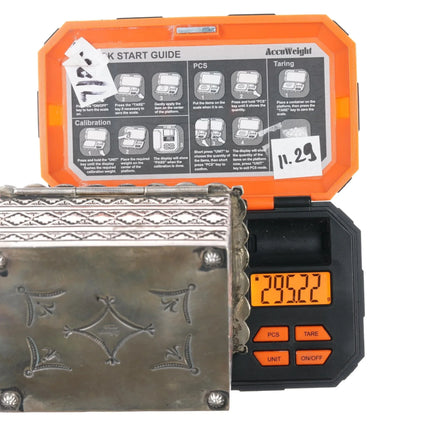 Gary Reeves (1962-2014) Navajo Carico Lake turquoise silver box - Estate Fresh Austin