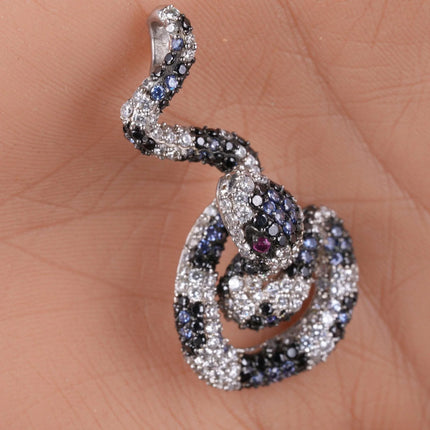 Gemset Sterling Snake pendant - Estate Fresh Austin