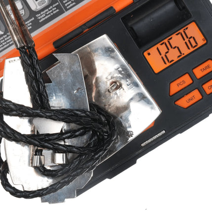 Gene Pooyouma Hopi #8 Turquoise sterlng overlay bolo and belt buckle set - Estate Fresh Austin