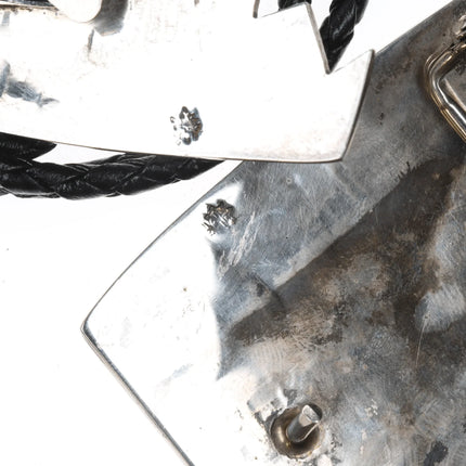 Gene Pooyouma Hopi #8 Turquoise sterlng overlay bolo and belt buckle set - Estate Fresh Austin