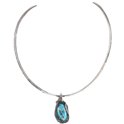 Gerald M. Stinn (1937 - 2019) California Modernist sterling necklace - turquoise - Estate Fresh Austin