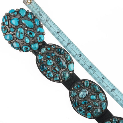 Geraldine Yazzie Navajo Silver and turquoise cluster concho belt - Estate Fresh Austin