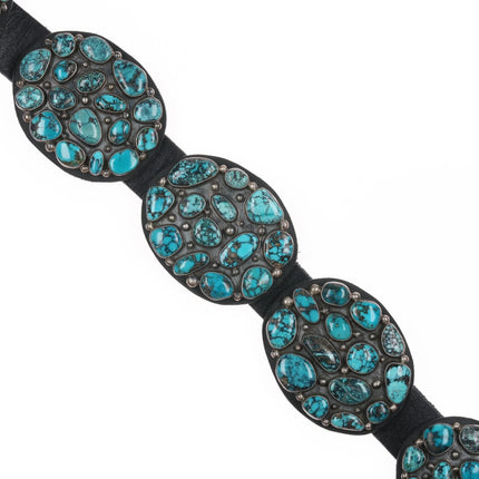 Geraldine Yazzie Navajo Silver and turquoise cluster concho belt - Estate Fresh Austin