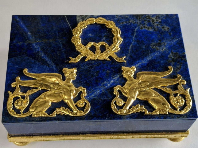 Gilt Bronze Mounted Lapis Lazuli Jewelry Box - Estate Fresh Austin