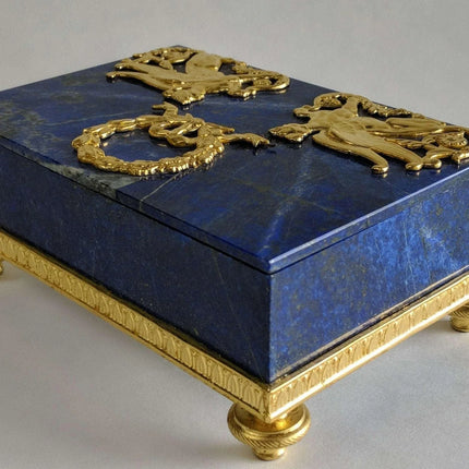 Gilt Bronze Mounted Lapis Lazuli Jewelry Box - Estate Fresh Austin