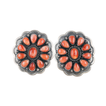 GJ Native American sterling spiny oyster cluster earrings - Estate Fresh Austin