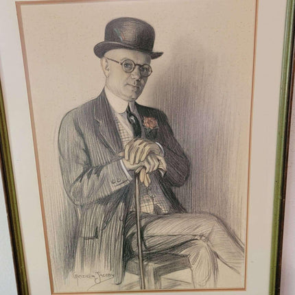 Graziella Jacoby (American/Czech, 1885 - 1980) pencil drawing of a gentleman - Estate Fresh Austin