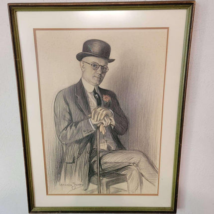 Graziella Jacoby (American/Czech, 1885 - 1980) pencil drawing of a gentleman - Estate Fresh Austin