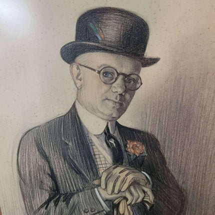 Graziella Jacoby (American/Czech, 1885 - 1980) pencil drawing of a gentleman - Estate Fresh Austin