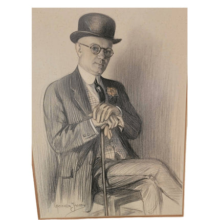 Graziella Jacoby (American/Czech, 1885 - 1980) pencil drawing of a gentleman - Estate Fresh Austin