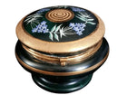 Green Bohemian Enameled Coralene under Heavy Gold Glass Box with Lid C.1900 5.5