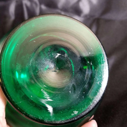 Green Bohemian Enameled Coralene under Heavy Gold Glass Box with Lid C.1900 5.5" - Estate Fresh Austin