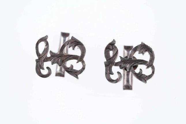 Hand Engraved L monogram Sterling Cufflinks - Estate Fresh Austin