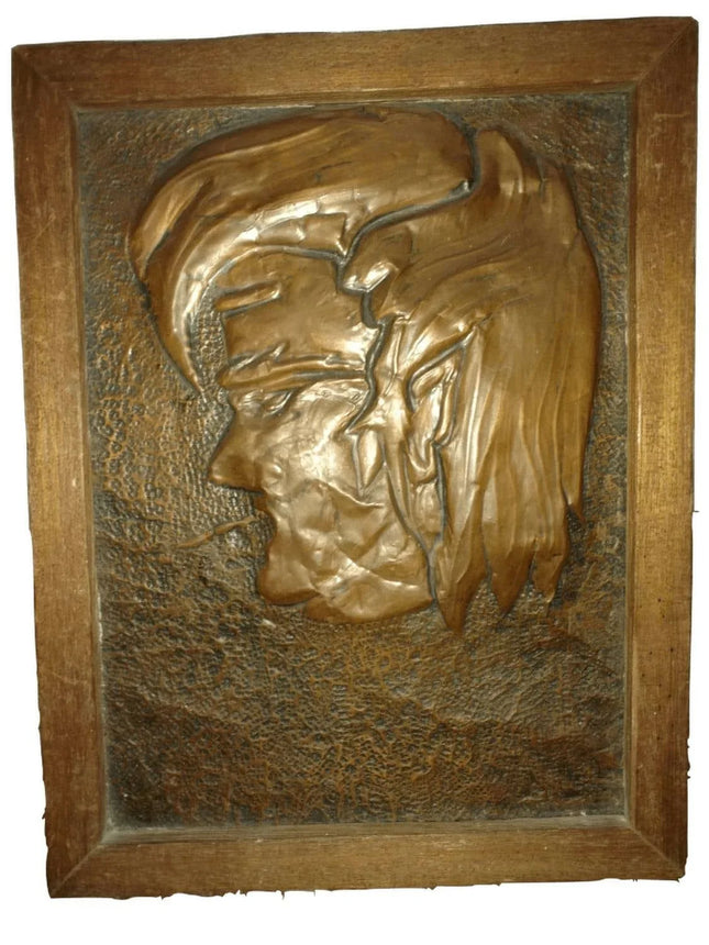 Hand Hammered Copper Man With Beatnik wall Art c.1960's - Estate Fresh Austin