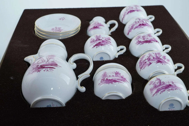 Hand Painted Hochst Porcelain Coffee Set in box - Estate Fresh Austin