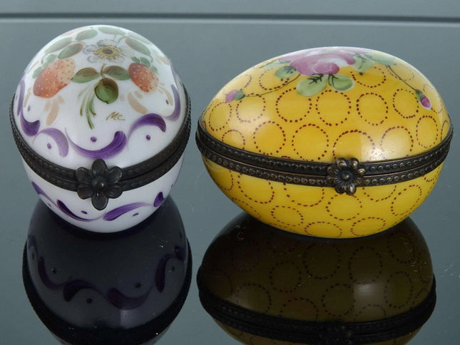Hand Painted Limoges Trinket Boxes egg shaped - Estate Fresh Austin