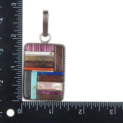 Hanson Moogie Smith Navajo silver Stone/Shell/Ironwood cobblestone pendant - Estate Fresh Austin