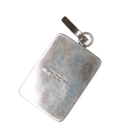 Hanson Moogie Smith Navajo silver Stone/Shell/Ironwood cobblestone pendant - Estate Fresh Austin