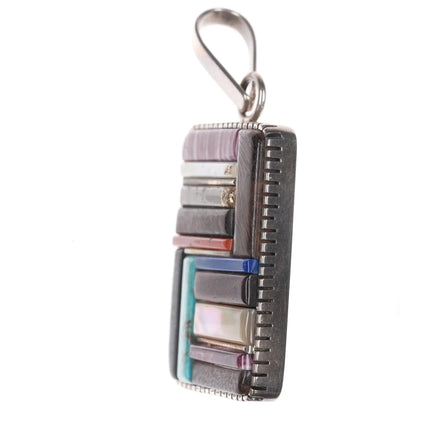 Hanson Moogie Smith Navajo silver Stone/Shell/Ironwood cobblestone pendant - Estate Fresh Austin