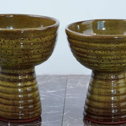 Harding Black Texas Studio Art Pottery Stemmed Cups - Estate Fresh Austin