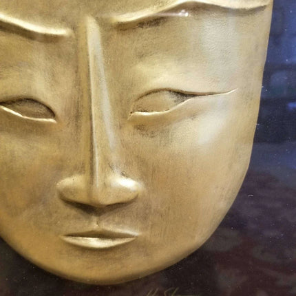 Harris Strong Tile "Ancestor I" Listed Artist Good Egyptian/Asian Mask Pottery M - Estate Fresh Austin