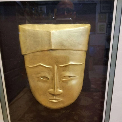 Harris Strong Tile "Ancestor I" Listed Artist Good Egyptian/Asian Mask Pottery M - Estate Fresh Austin