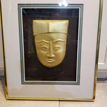 Harris Strong Tile "Ancestor I" Listed Artist Good Egyptian/Asian Mask Pottery M - Estate Fresh Austin