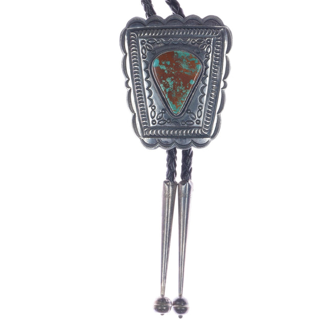 Harry Morgan Navajo Sterling high grade turquoise bolo tie - Estate Fresh Austin