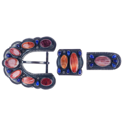 Harry Morgan Navajo sterling lapis, spiny oyster ranger belt buckle set - Estate Fresh Austin