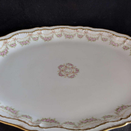 Haviland Schleiger 842 Platter Roses Bows Double Gold 16.75" x 11.25" - Estate Fresh Austin