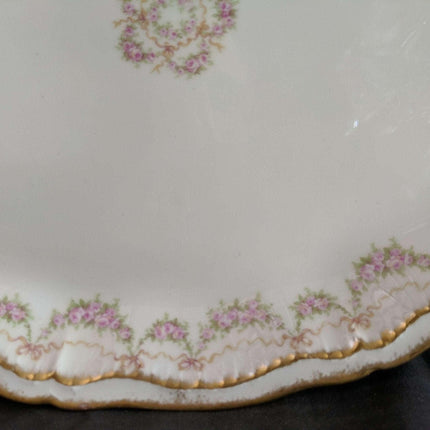 Haviland Schleiger 842 Platter Roses Bows Double Gold 16.75" x 11.25" - Estate Fresh Austin