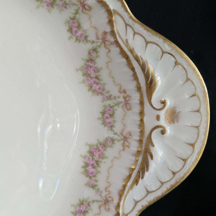 Haviland Schleiger 842 Platter Roses Bows Double Gold 16.75" x 11.25" - Estate Fresh Austin