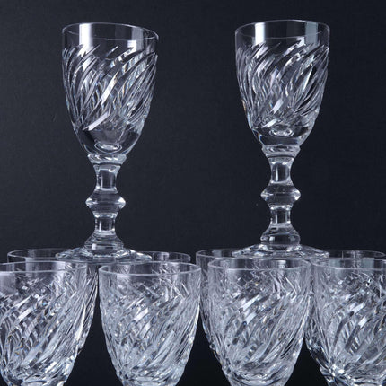 Hawkes Twist Cut Crystal Wine Goblets (10) 5 5/16" - Estate Fresh Austin