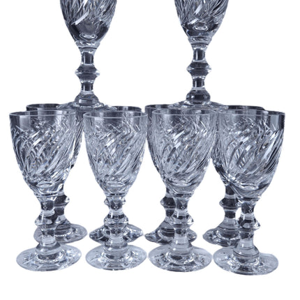 Hawkes Twist Cut Crystal Wine Goblets (10) 5 5/16" - Estate Fresh Austin