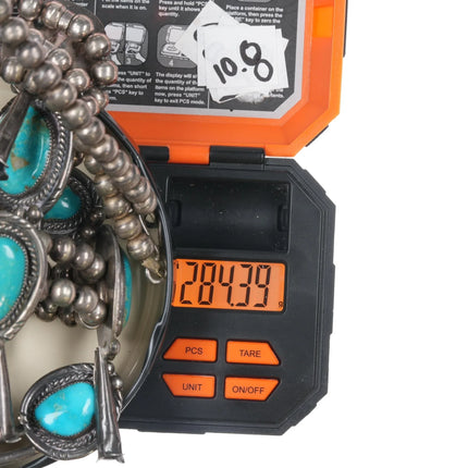 Heavy 1970's Art Tafoya Yaqui Sterling high grade turquoise squash blossom necklace - Estate Fresh Austin