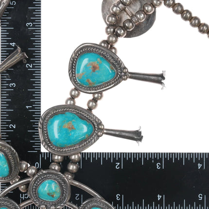 Heavy 1970's Art Tafoya Yaqui Sterling high grade turquoise squash blossom necklace - Estate Fresh Austin