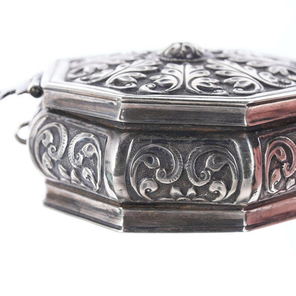 Heavy antique 900 Silver repousse box - Estate Fresh Austin