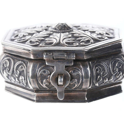 Heavy antique 900 Silver repousse box - Estate Fresh Austin