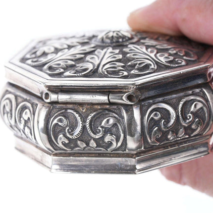 Heavy antique 900 Silver repousse box - Estate Fresh Austin