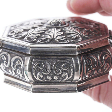 Heavy antique 900 Silver repousse box - Estate Fresh Austin