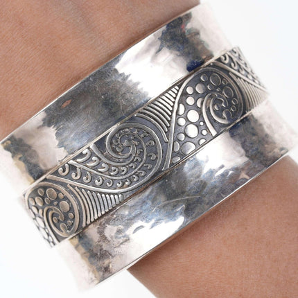 Heavy ATI Modernist Mexican Sterling cuff bracelet - Estate Fresh Austin