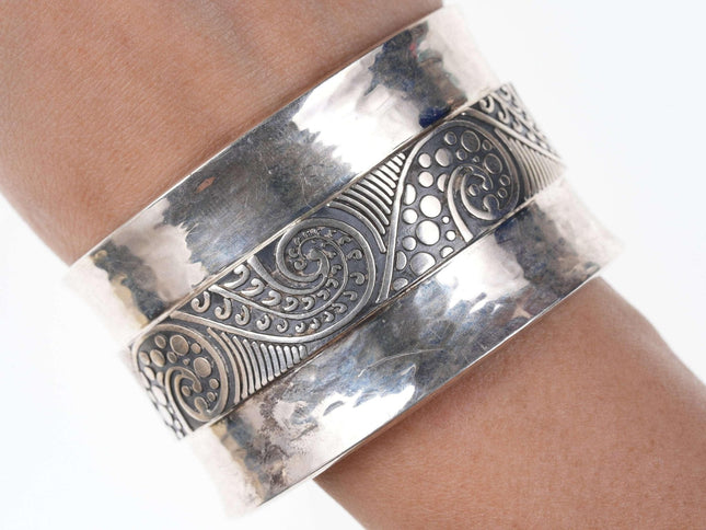 Heavy ATI Modernist Mexican Sterling cuff bracelet - Estate Fresh Austin