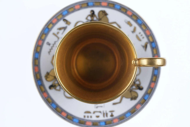 Heavy Gold Alka Kunst Egyptian Revival Espresso cup and saucer - Estate Fresh Austin