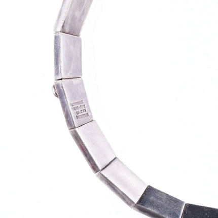 Heavy Monteros modernist Mexican Sterling silver and onyx necklace - Estate Fresh Austin