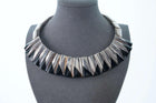 Heavy Monteros modernist Mexican Sterling silver and onyx necklace - Estate Fresh Austin