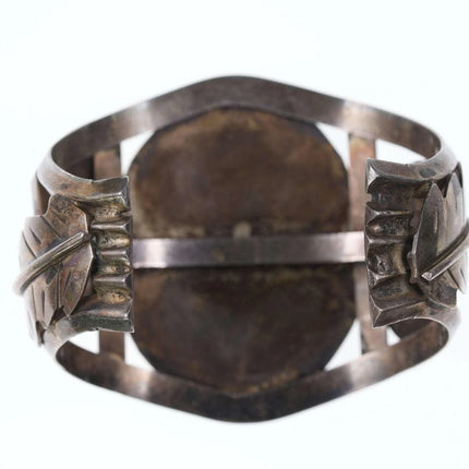 Heavy Native American multi-stone Inlay center sterling cuff bracelet - Estate Fresh Austin